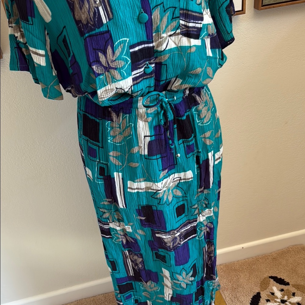 Sag Harbor Vintage Blue Skirt Set with Notched Collar - Picture 4 of 11